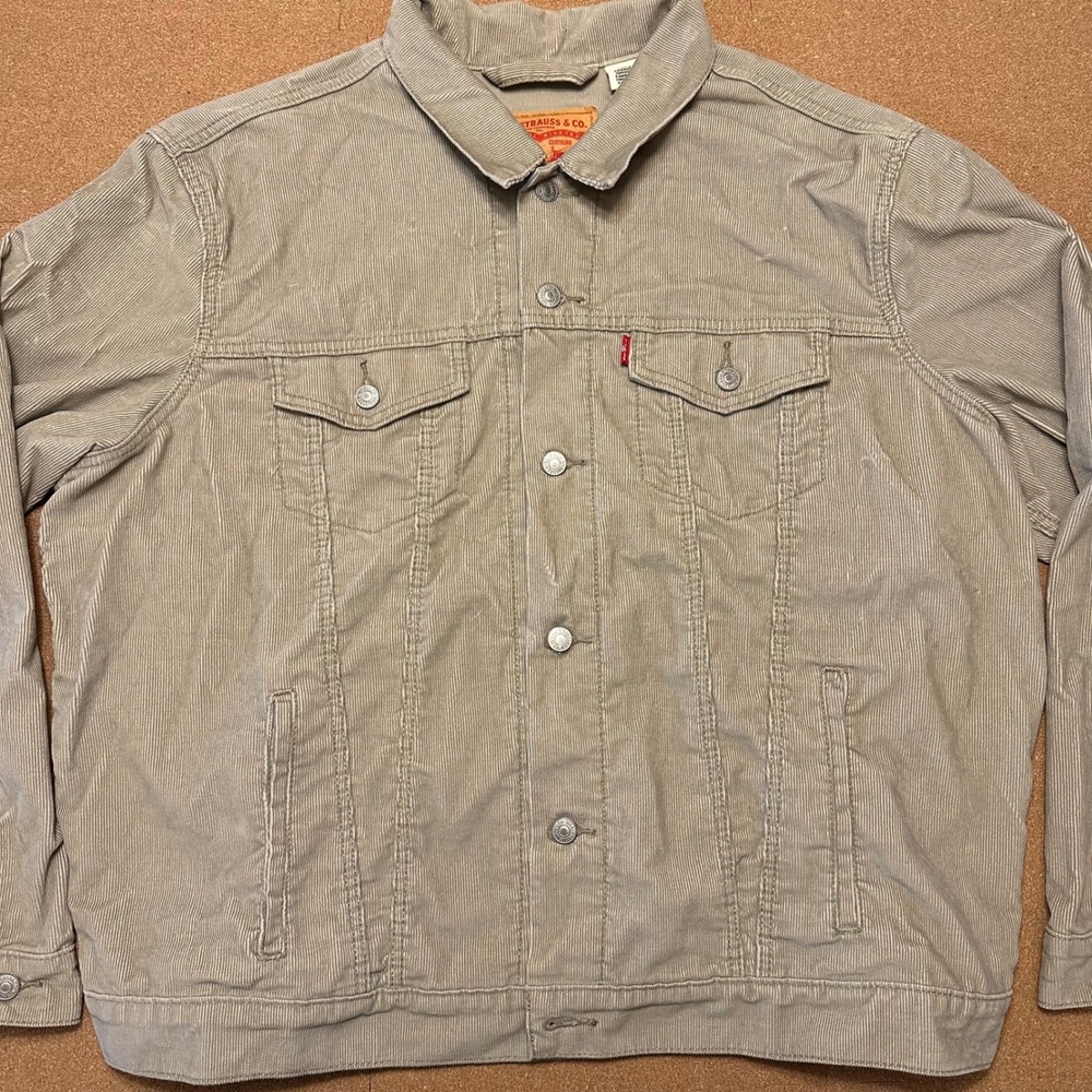 Levi's Corduroy Trucker Jacket Mens XXL Tan Beige Standard Fit Button Up Coat
